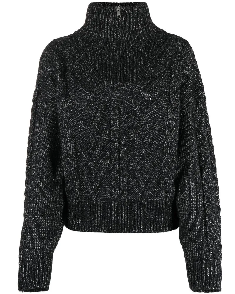 Ganni Gerippter Pullover mit Stehkragen - Schwarz Schwarz