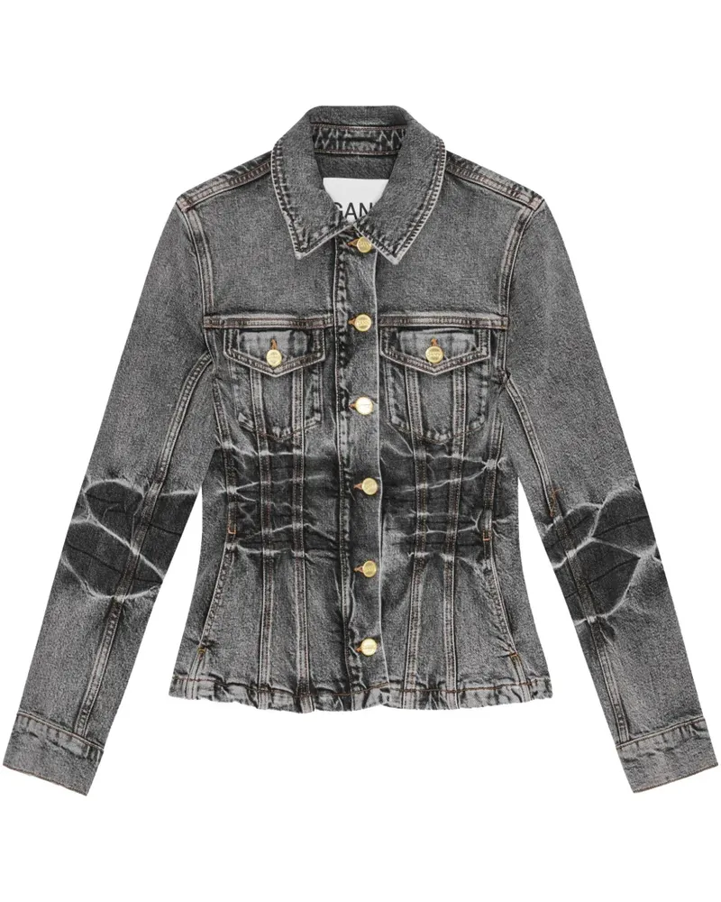 Ganni Jeansjacke mit Tragefalten - Schwarz Schwarz