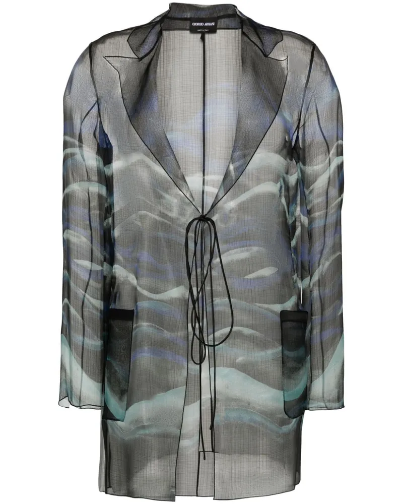 Giorgio Armani Seidenbluse mit abstraktem Print - Schwarz Schwarz