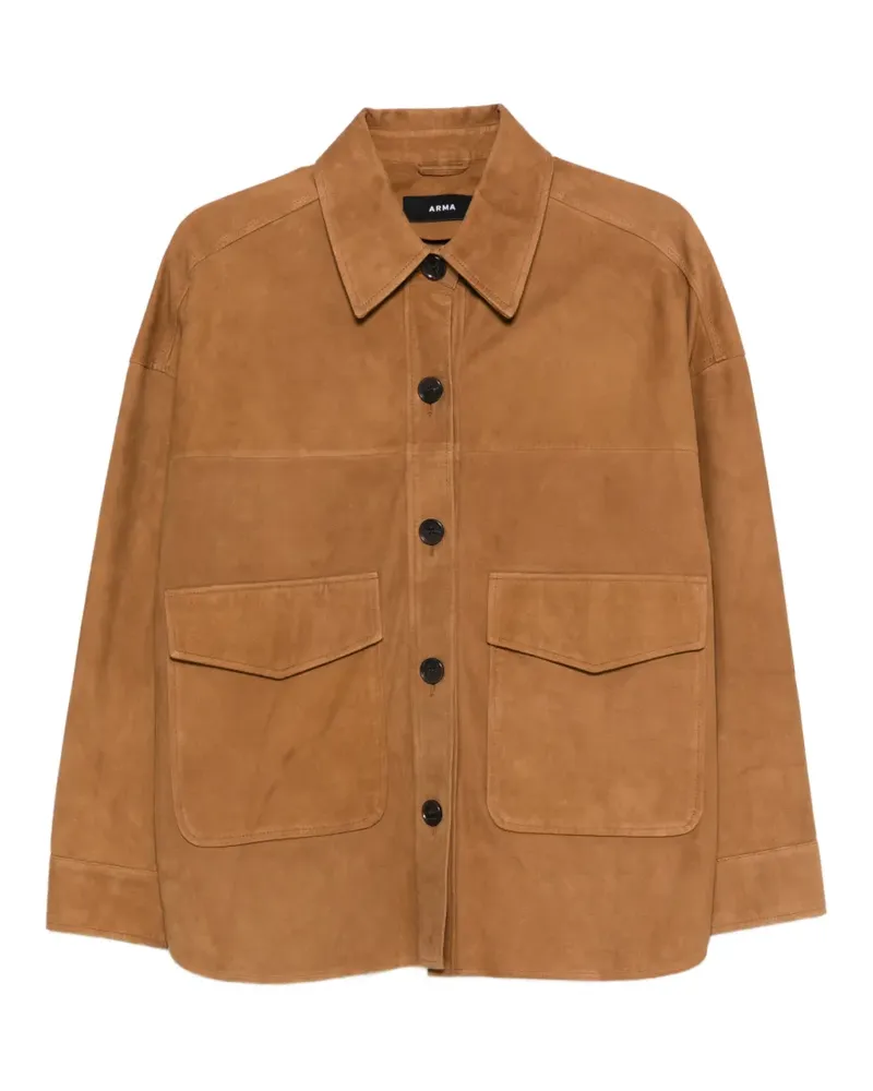 Arma flap-pocket leather jacket - Braun Braun