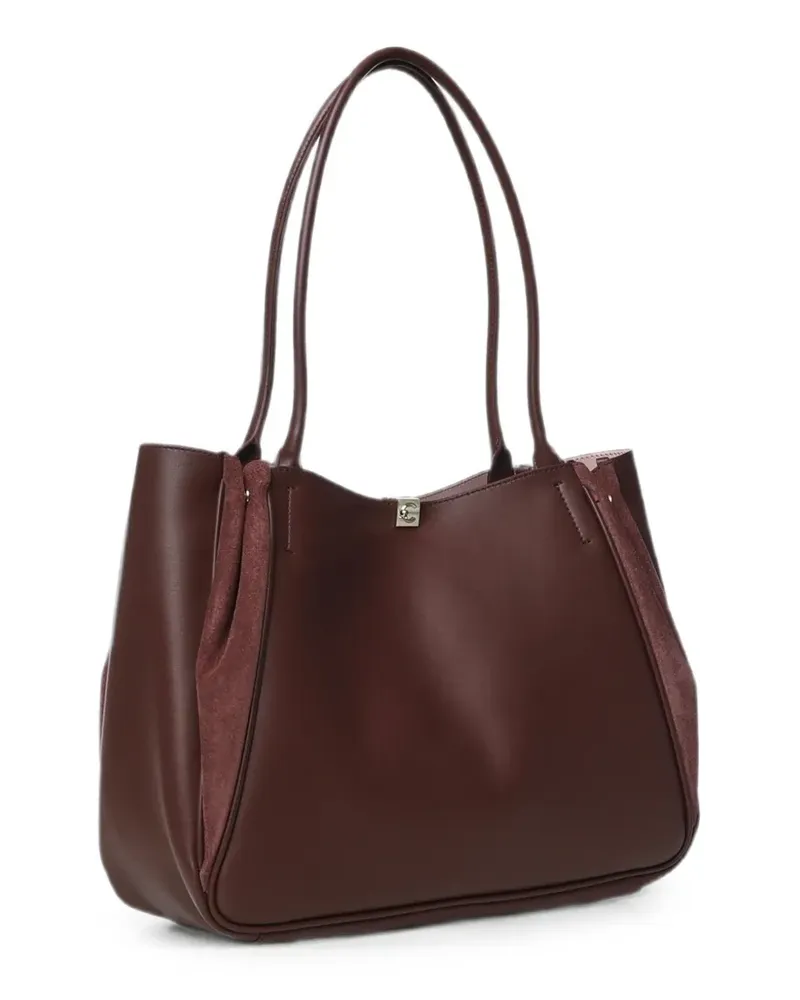 Coccinelle Canvas-Schultertasche mit Wildledereinsätzen - Rot Rot