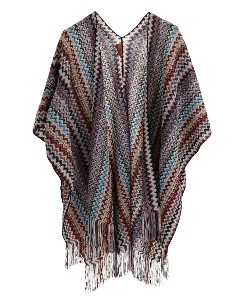 Missoni Fransen-Poncho mit Zickzackmuster - Grau Grau