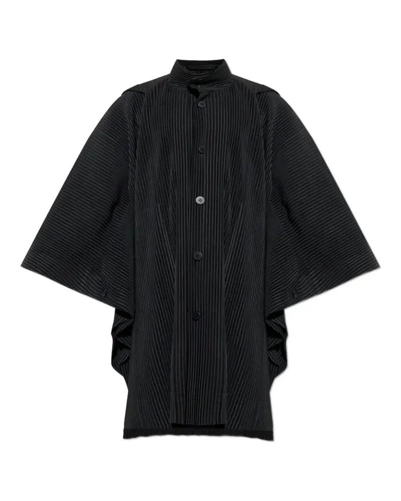 Issey Miyake Kapuzenmantel mit Falten - Schwarz Schwarz