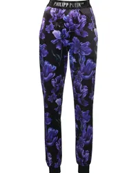 Philipp Plein Jogginghose mit Blumen-Print Schwarz