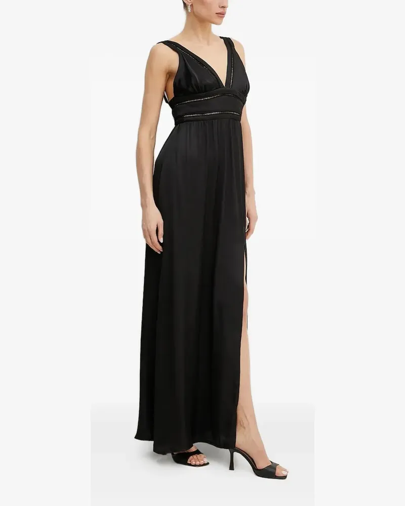 Silvian Heach V-Ausschnitt-Maxikleid mit Spitzeneinsatz - Schwarz Schwarz
