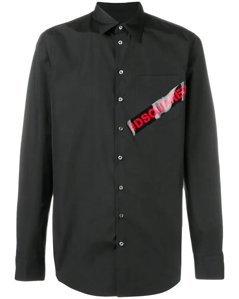 Dsquared2 Hemd mit Logo-Print - Schwarz Schwarz