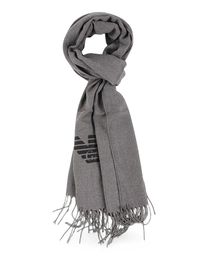 Emporio Armani Schal mit Fransen - Grau Grau