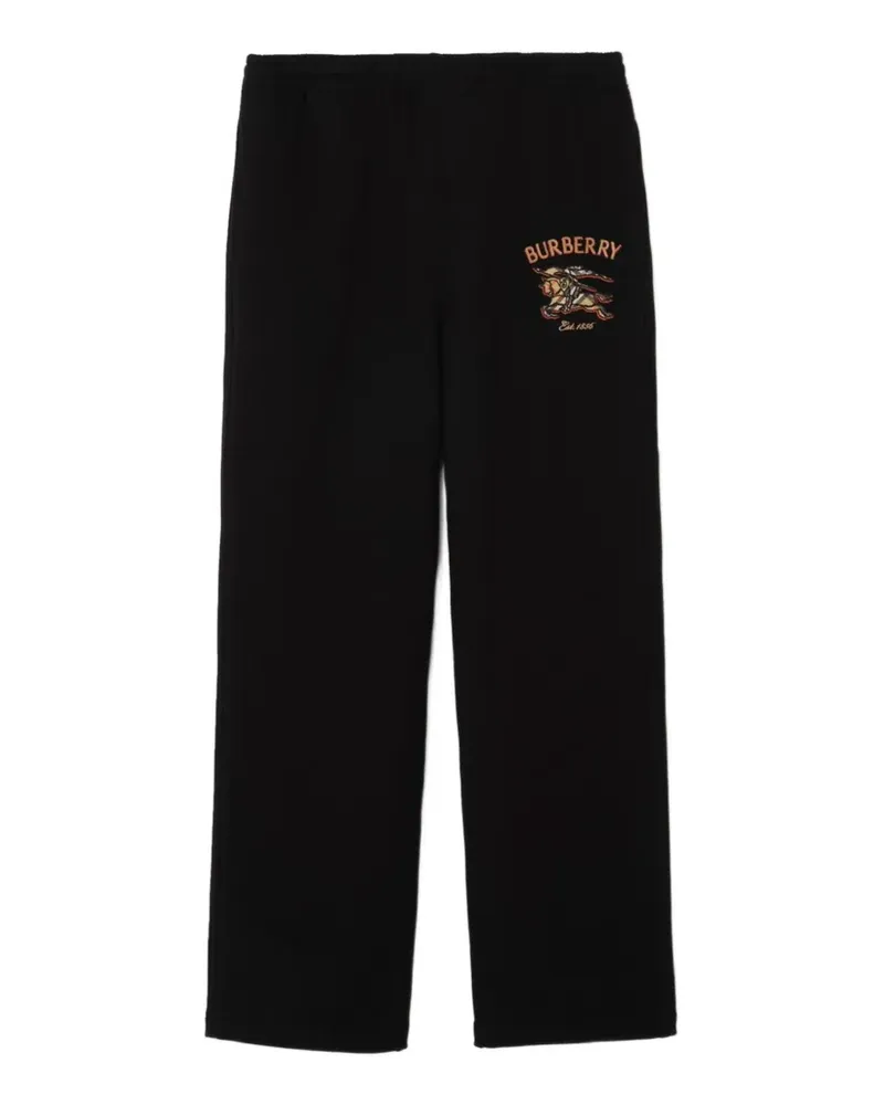 Burberry Karierte Jogginghose aus Baumwolle mit Knight-Logo - Schwarz Schwarz