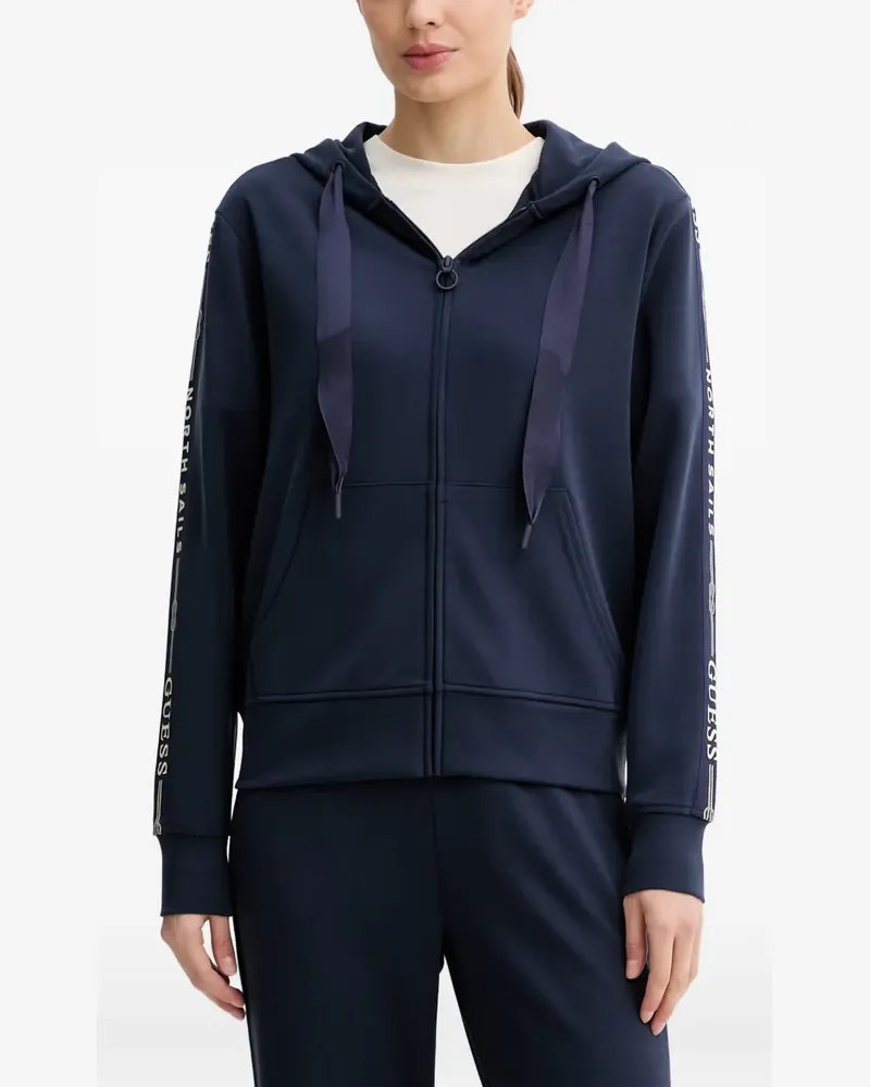 Guess x North Sails logo-tape zip-up hoodie - Blau Blau