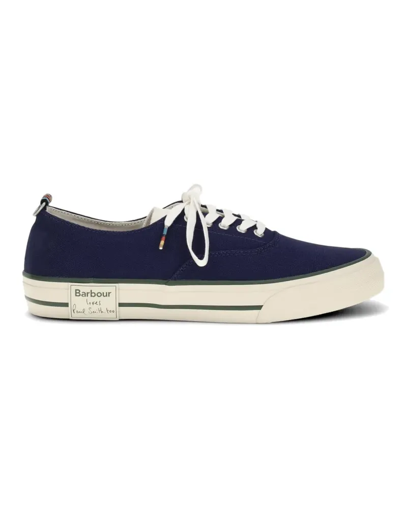 Barbour x Paul Smith lace-up embroidery sneakers - Blau Blau