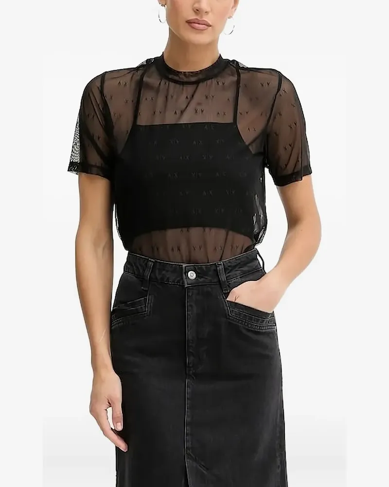 Armani Exchange T-Shirt mit Logo-Muster - Schwarz Schwarz