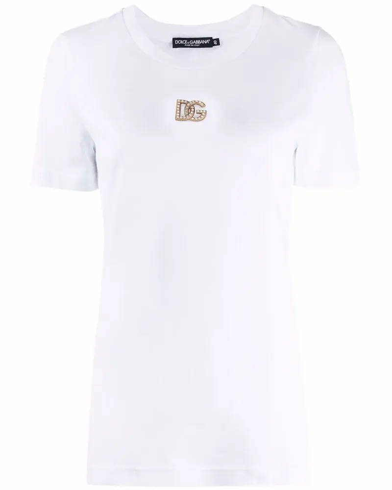Dolce & Gabbana T-Shirt mit Logo-Schild - Weiß Weiß
