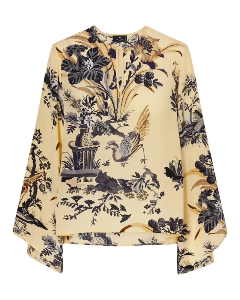 Etro floral-print silk blouse - Nude Nude