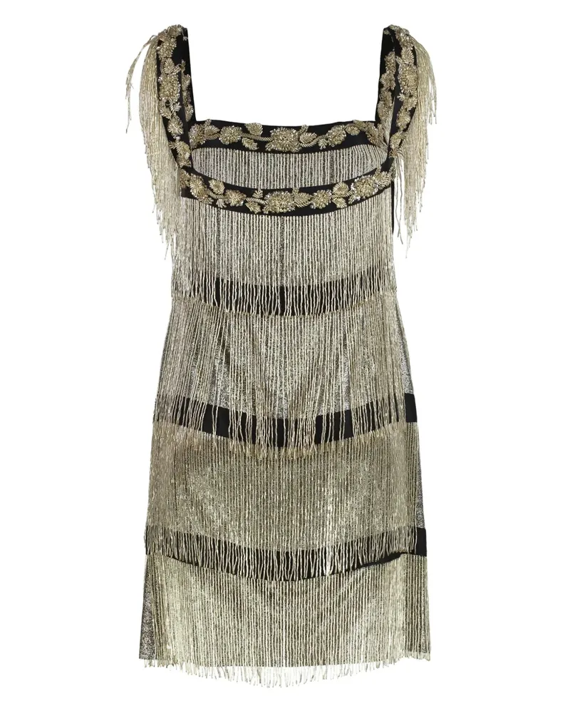 Alberta Ferretti Kleid mit Perlenfransen - Nude Nude