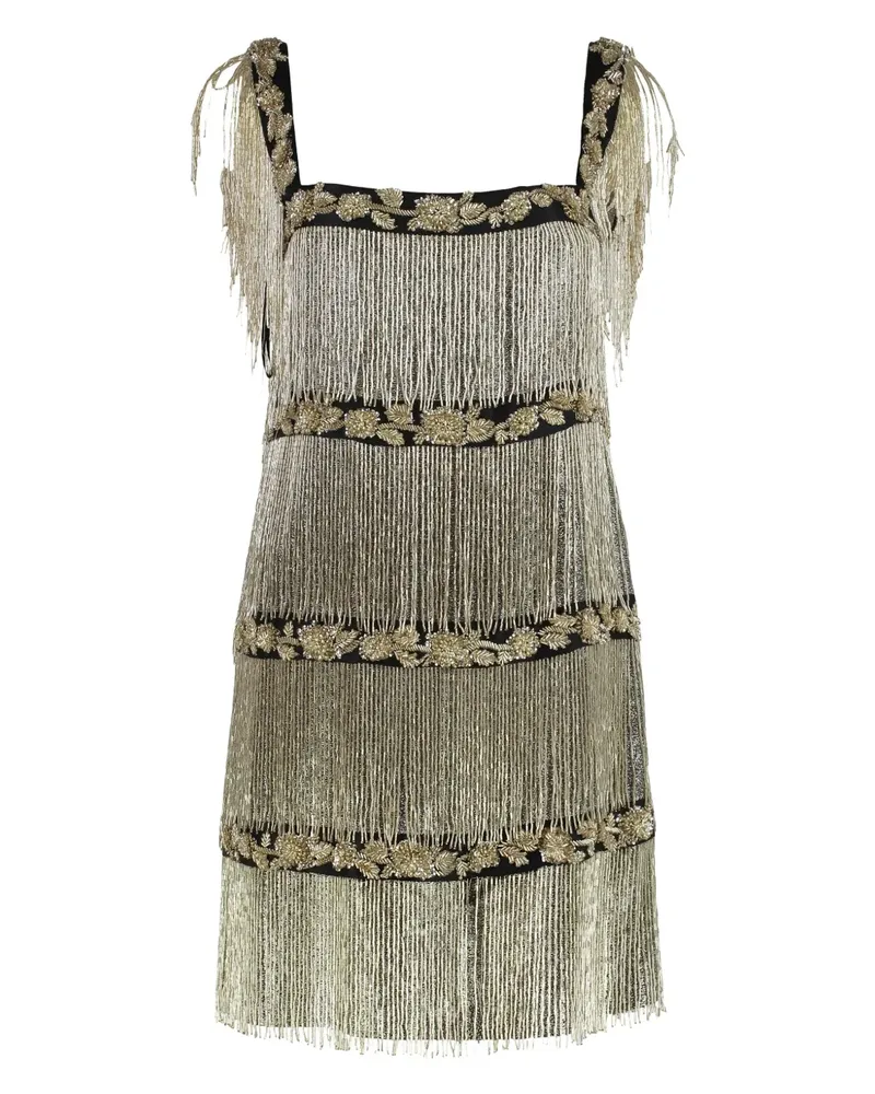 Alberta Ferretti Kleid mit Perlenfransen - Gold Gold