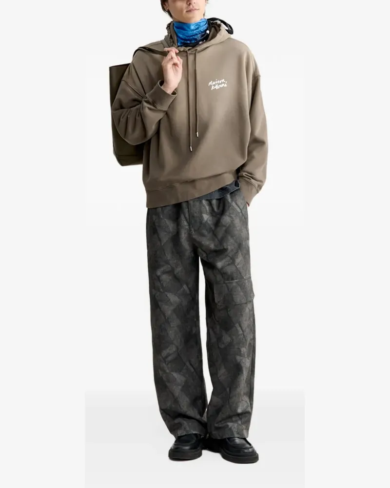 Kitsuné logo-print cotton hoodie - Braun Braun