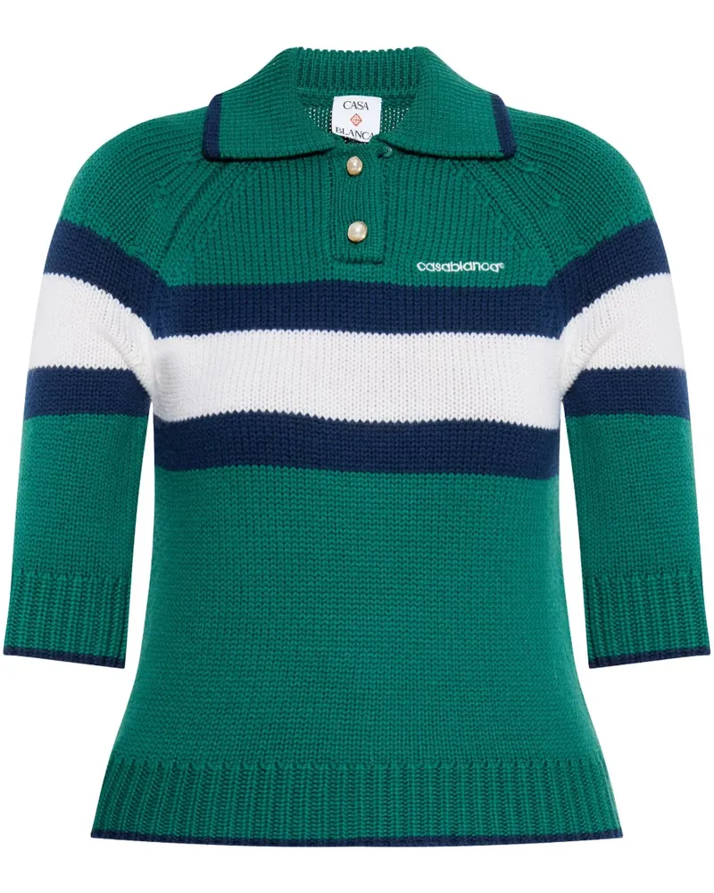 Casablanca Paris Poloshirt in Colour-Block-Optik - Grün Grün