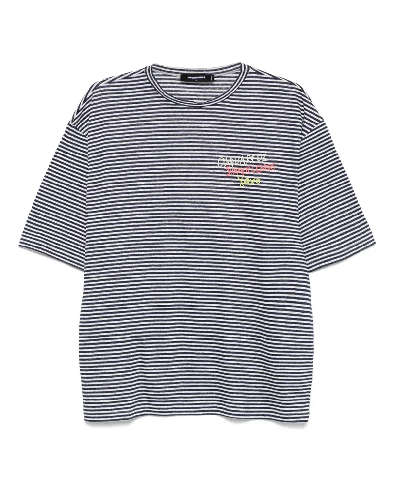 Dsquared2 T-Shirt mit Logo-Stickerei - Blau Blau
