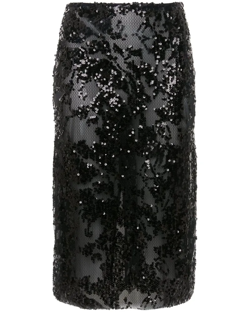 Victoria Beckham Bleistiftrock mit Pailletten - Schwarz Schwarz