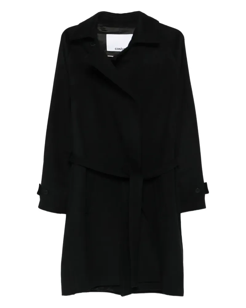 Costumein Doppelreihiger Mantel mit Gürtel - Schwarz Schwarz