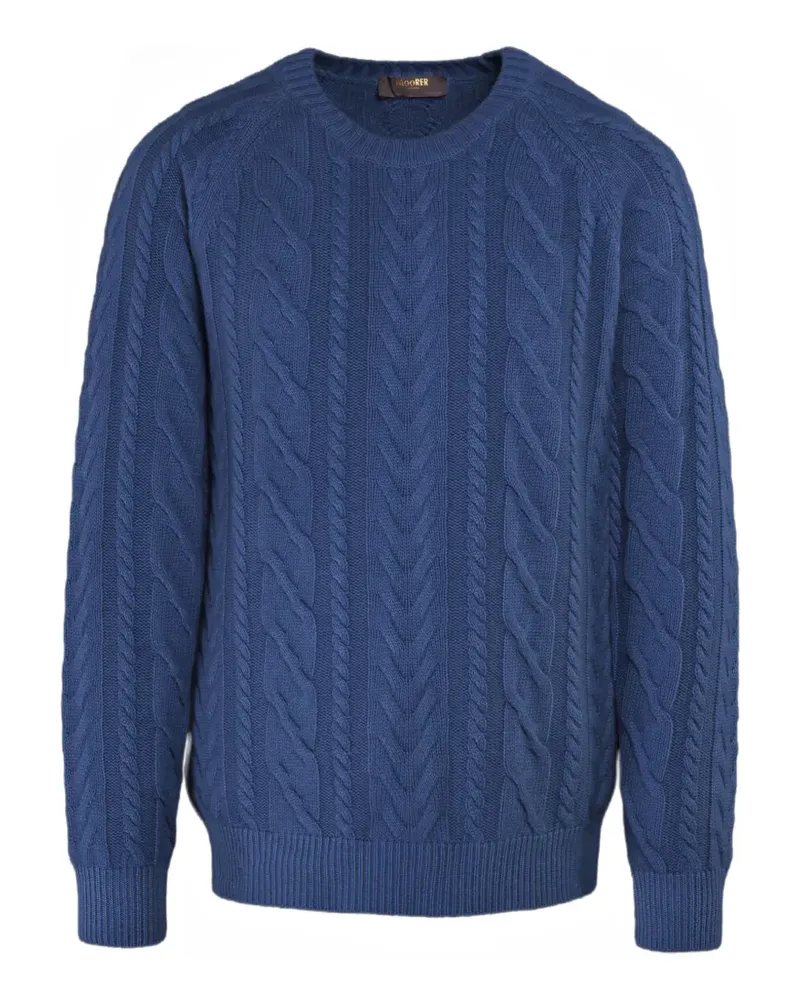 MOORER Pullover mit Zopfmuster - Blau Blau