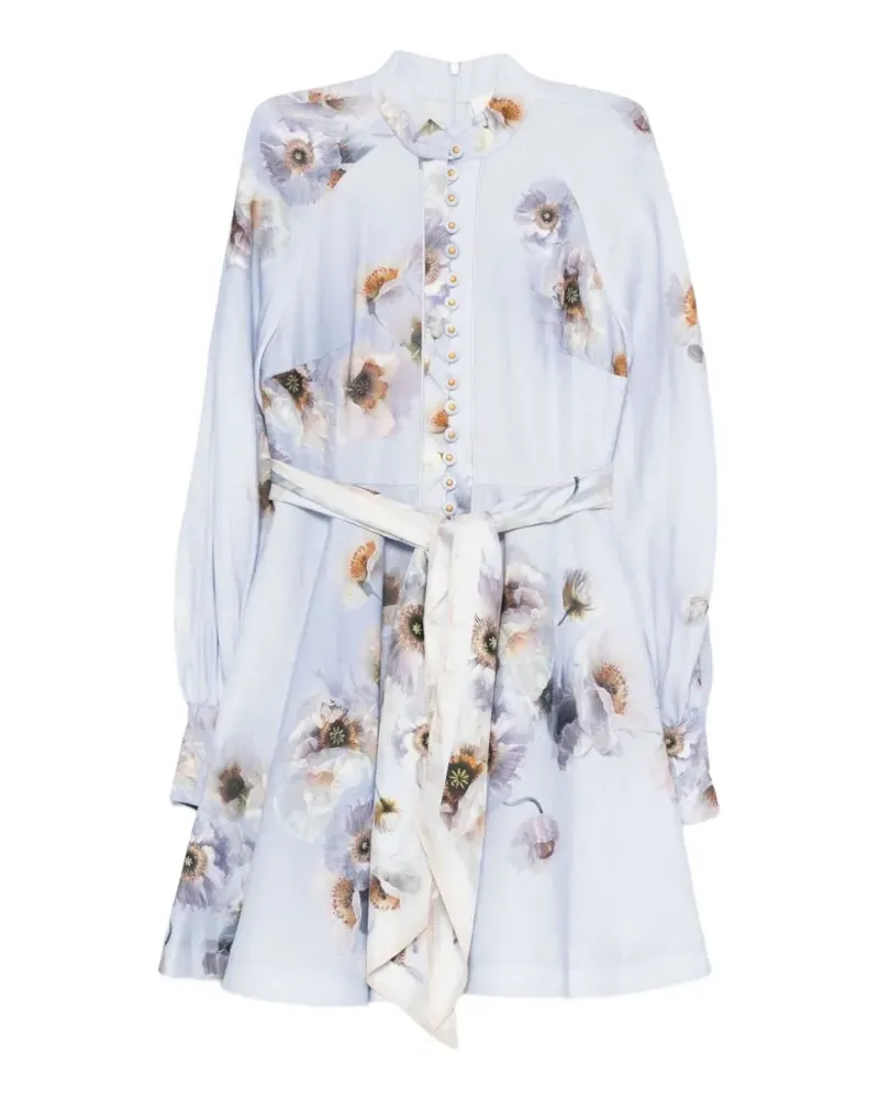 Zimmermann Minikleid mit Blumen-Print - Blau Blau