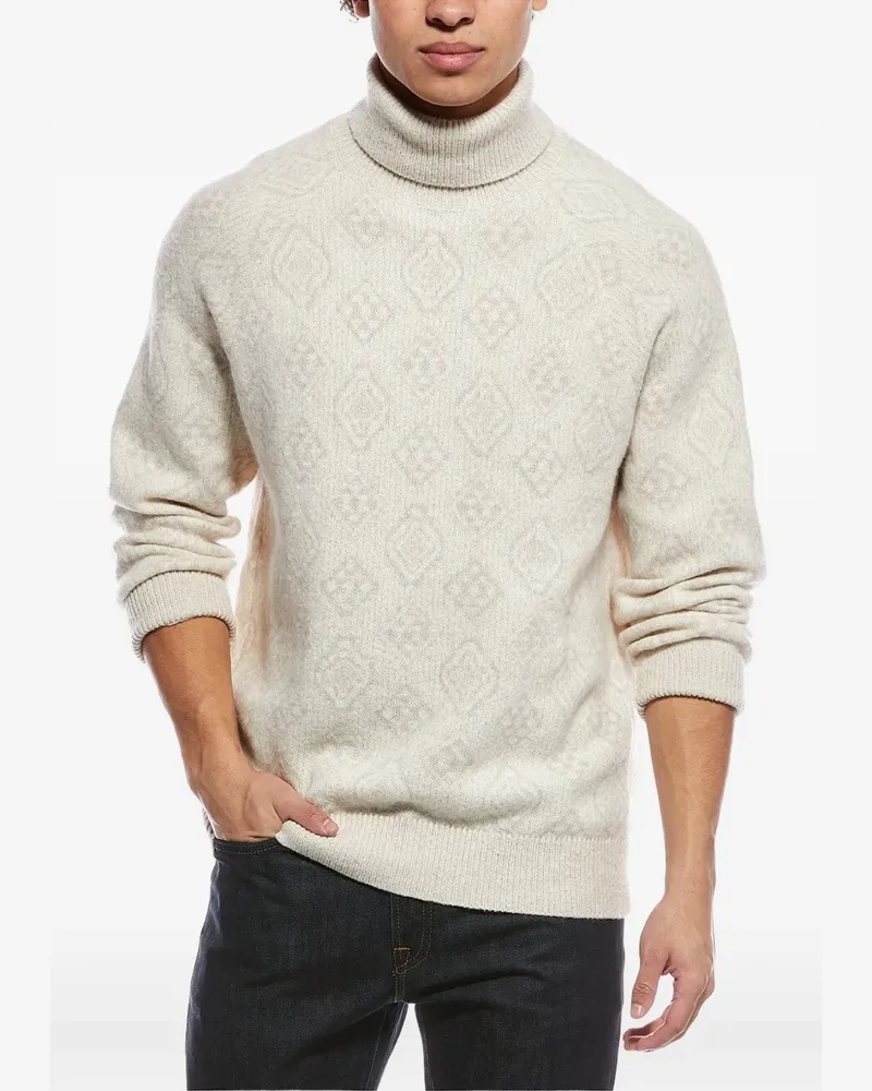 Brunello Cucinelli geometric-jacquard roll-neck sweater - Nude Nude