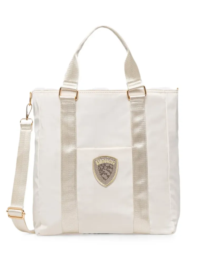 Blauer logo-patch tote bag - Weiß Weiß