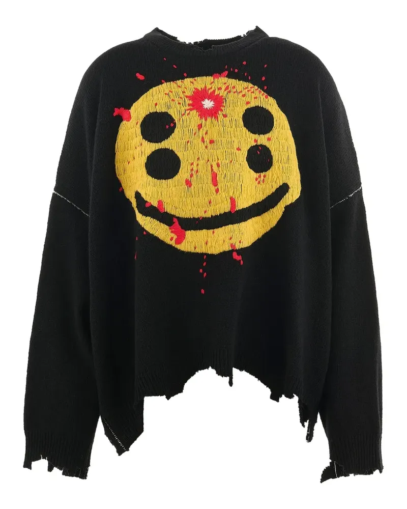 SAINT MXXXXXX Intarsien-Pullover im Distressed-Look - Schwarz Schwarz