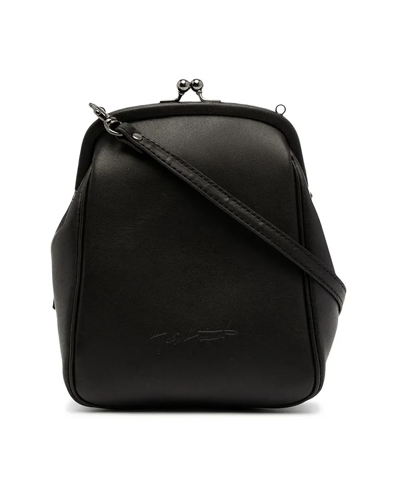 Yohji Yamamoto Schultertasche mit Logo-Prägung - Schwarz Schwarz
