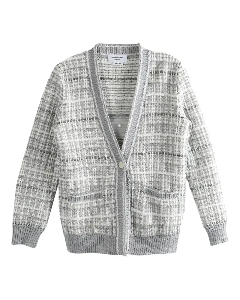 Thom Browne front-pocket checked cardigan - Weiß Weiß