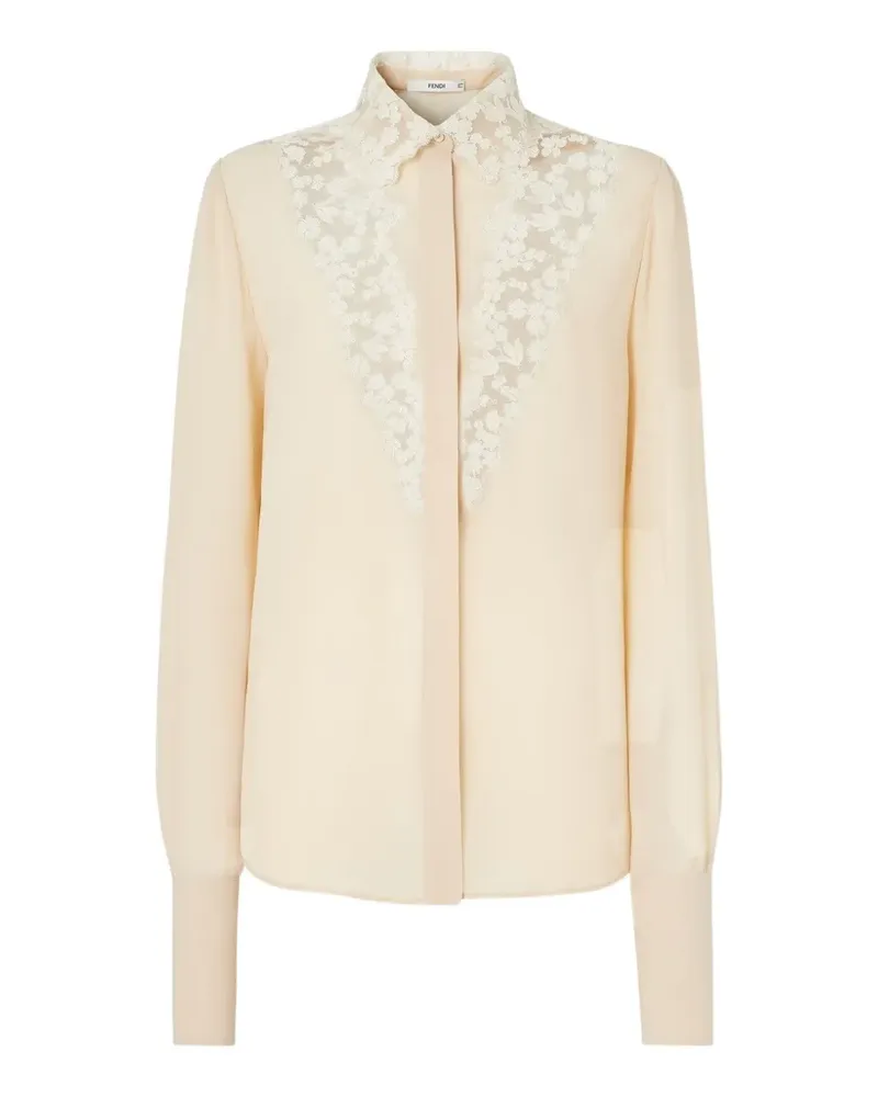 Fendi parchment-coloured georgette shirt - Nude Nude