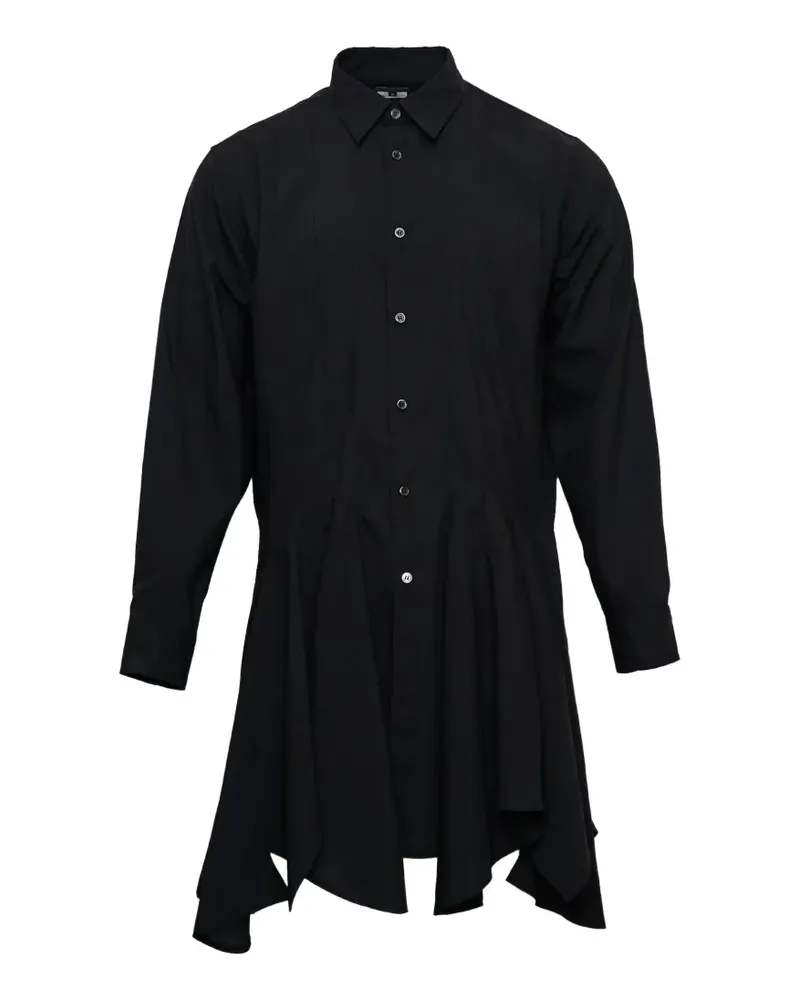 Comme des Garçons Asymmetrisches Hemd mit Plissee - Schwarz Schwarz