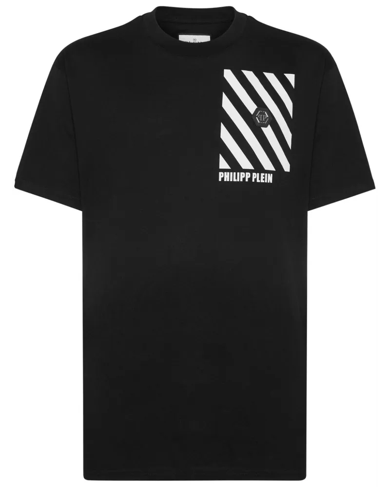 Philipp Plein T-Shirt mit Logo-Applikation - Schwarz Schwarz