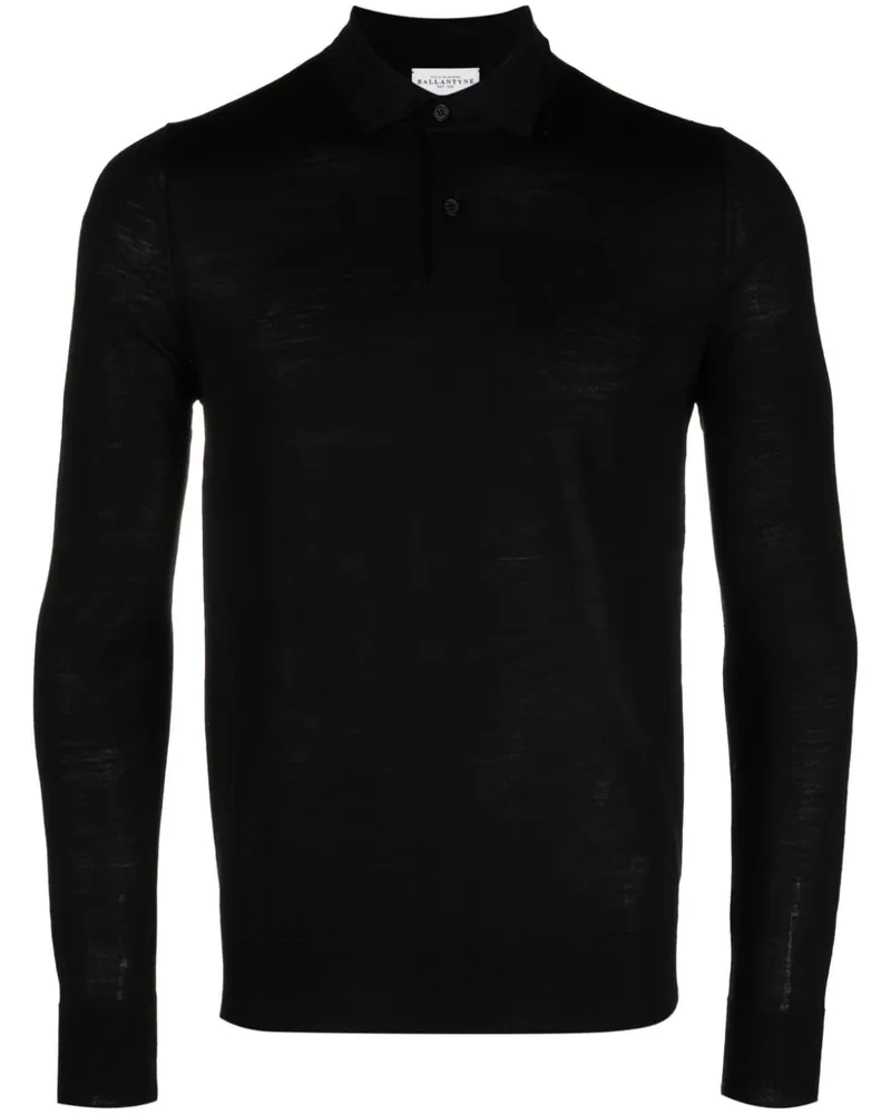 Ballantyne Fein gestricktes Poloshirt - Schwarz Schwarz