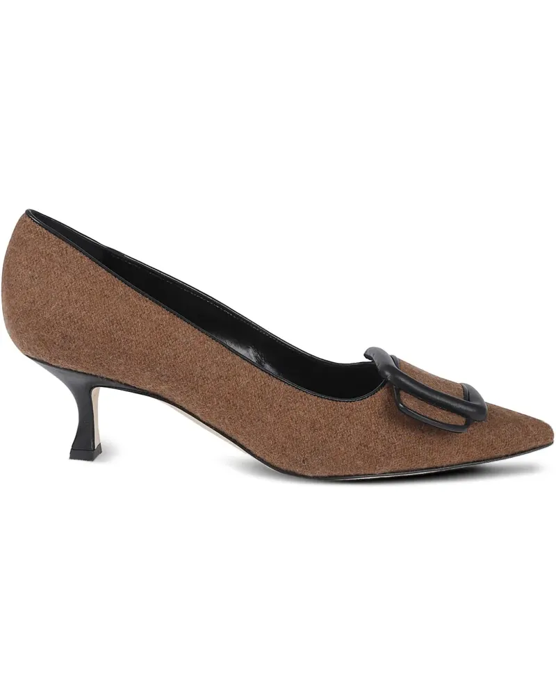 Manolo Blahnik Pumps mit Schnalle 50mm - Braun Braun