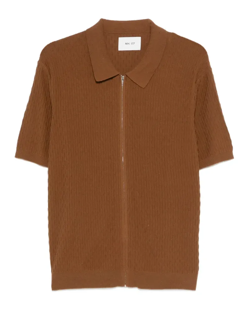 NN 07 Strukturiertes Gustav Hemd mit Reißverschluss - Braun Braun