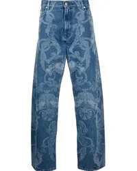 Versace Straight-Leg-Jeans mit Silver Baroque-Print Blau