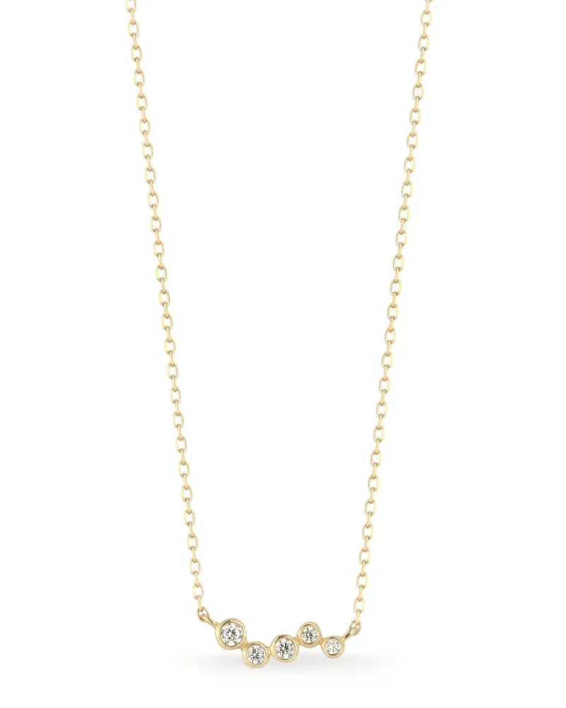 MATEO 14kt MIni Wave Gelbgoldhalskette mit Diamant-Anhänger Gold