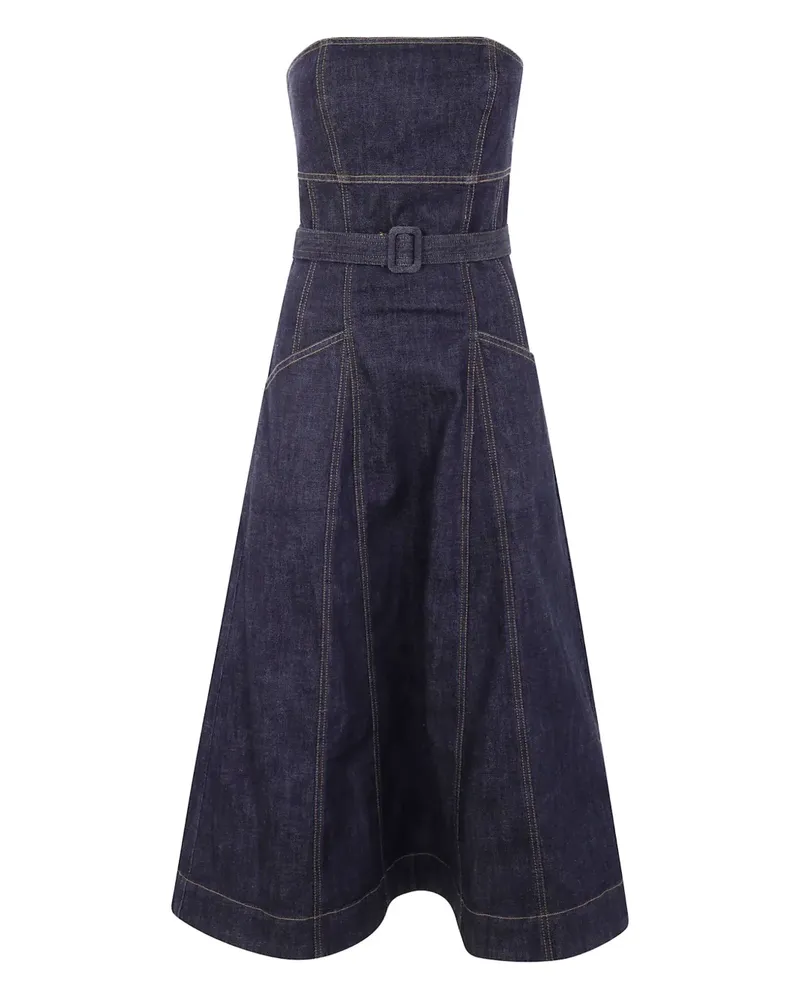 Self-Portrait Schulterfreies Midikleid - Blau Blau