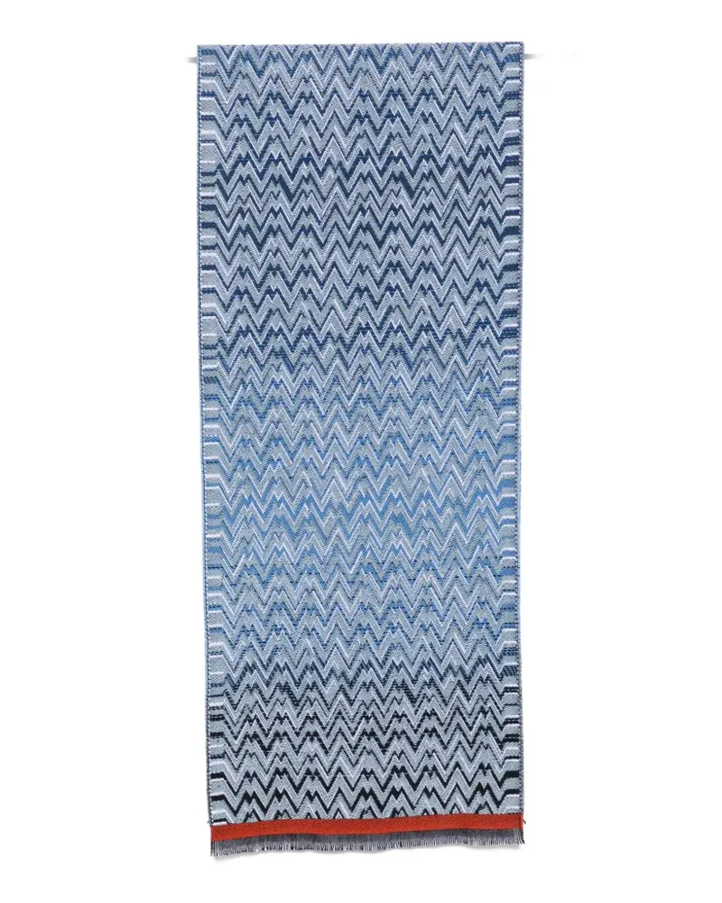 Missoni zigzag-knit wool scarf - Blau Blau