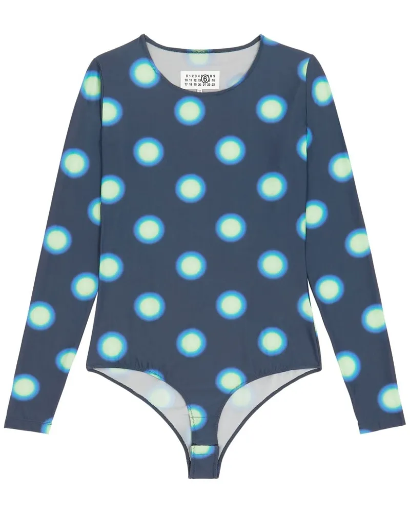 Maison Margiela Langärmeliger Body mit Polka Dot-Print - Blau Blau