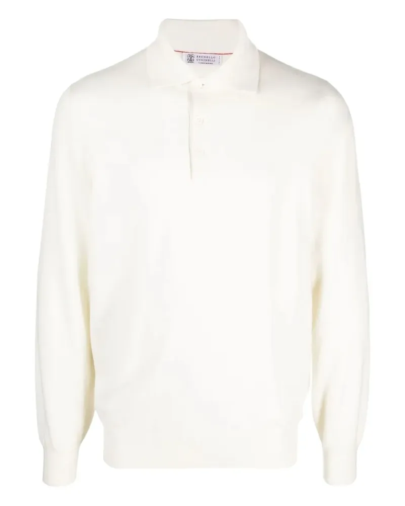 Brunello Cucinelli Kaschmirpullover mit Poloshirtkragen - Weiß Weiß