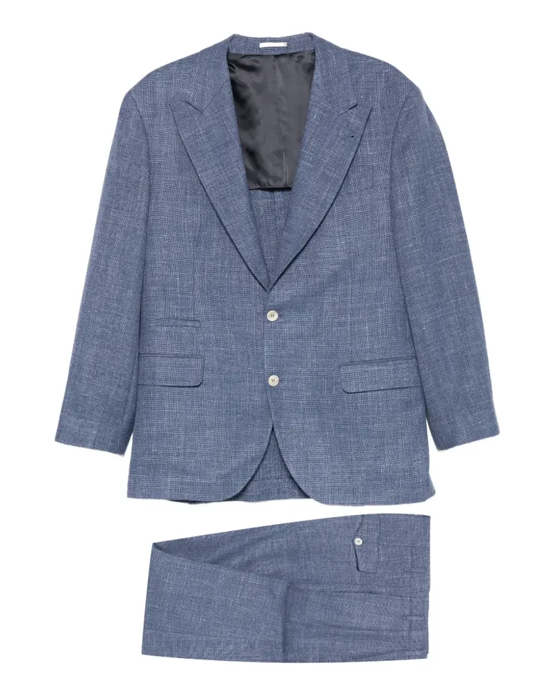 Brunello Cucinelli flap-pocket single-breasted suit - Blau Blau