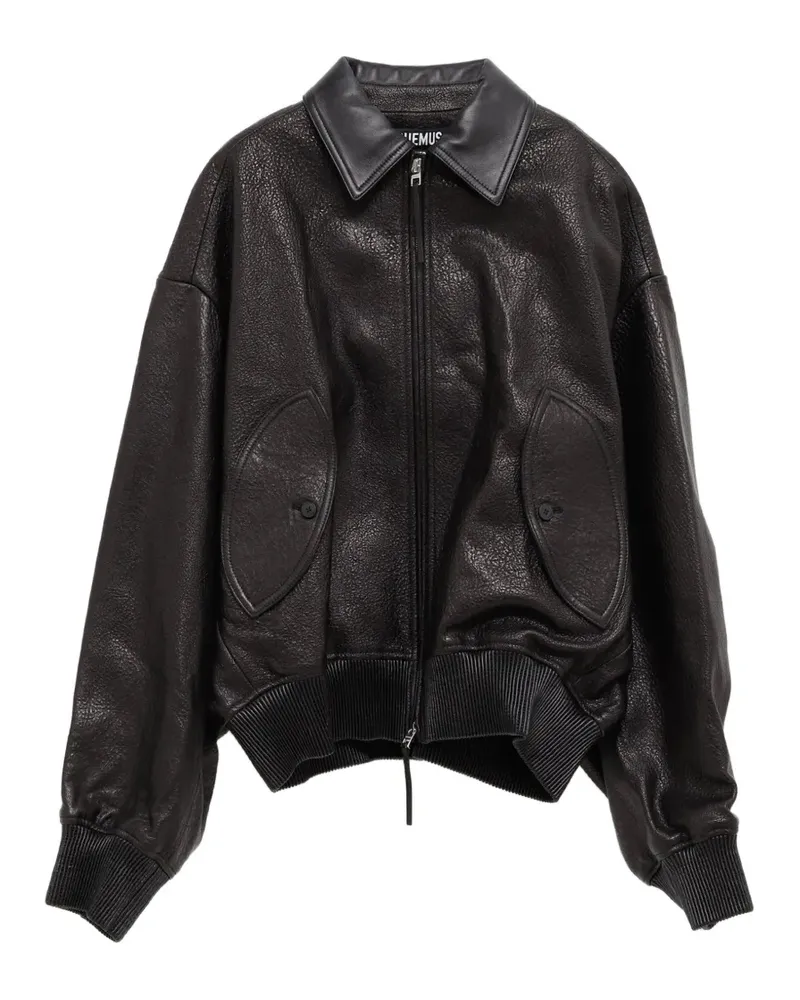 Jacquemus The Losange leather bomber jacket - Braun Braun