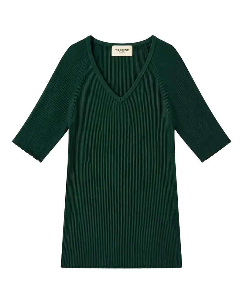 Max Mara Gerippter Strickpullover - Grün Grün