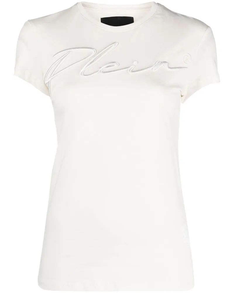 Philipp Plein T-Shirt mit Logo-Stickerei - Weiß Weiß