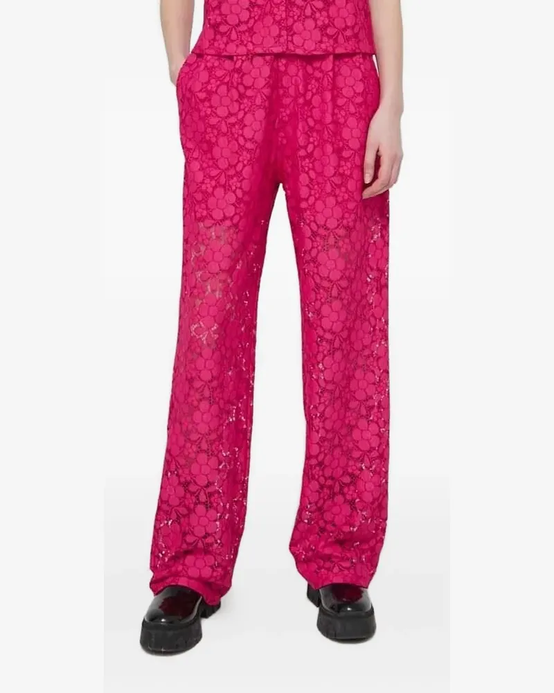 Desigual Hose mit Blumenspitze - Rosa Rosa