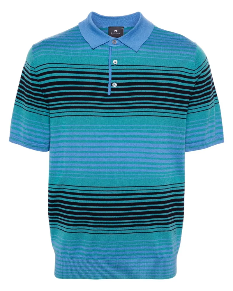 Paul Smith Gestreiftes Merino-Poloshirt - Blau Blau