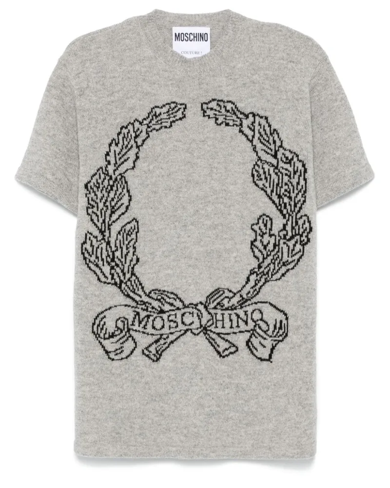 Moschino Gestricktes Oberteil mit Logo-Intarsie - Grau Grau